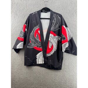 Stand Back  Yin Yang Fish Loose Fit Kimono Open Front Mens Size XXL